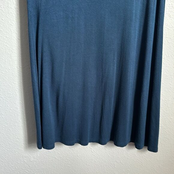 Small, Pink Rose dress, blue, multicolored stripes trim, T-shirt dress - Picture 5 of 8